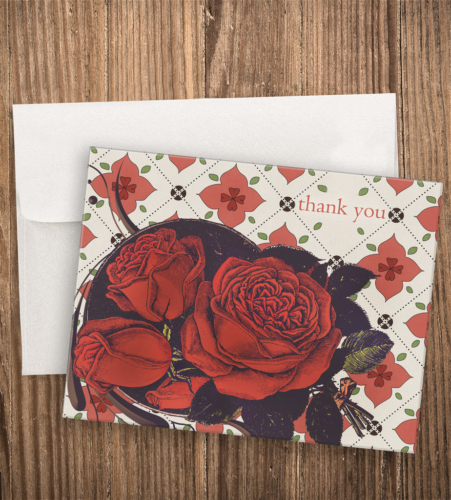QUILTED ROSE THANK YOU CARD SET
